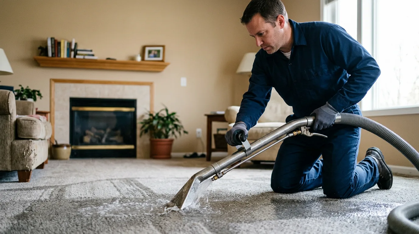 Water damage restoration technician working near Eugene, MO